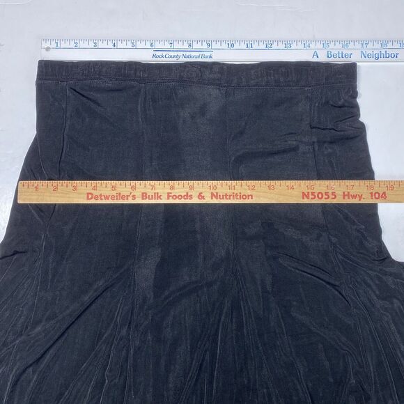 Laura Ashley Slinky Knit Midi Skirt Small Black Pleats Stretch Elastic Travel - Picture 2 of 6